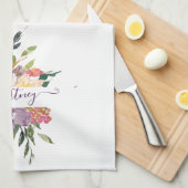 Lila und rote Aquarellblumen personalisiert Geschirrtuch (Viertel Falte)