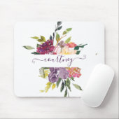 Lila und rote Aquarellblumen personalisiert Mousepad (Mit Mouse)