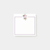 Lila und rote Aquarellblumen personalisiert Post-it Klebezettel (Vorderseite)