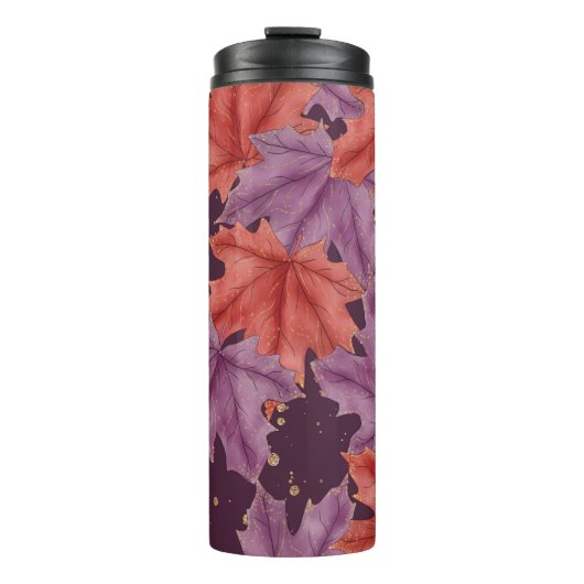 LILA UND ROTE AUTUMNMAPLE-BLÄTTER THERMOSBECHER (Vorderseite)