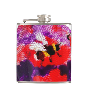 Lila und rote Blume Flachmann