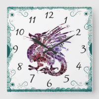 Lila und rote chinesische Art Dragon Clock