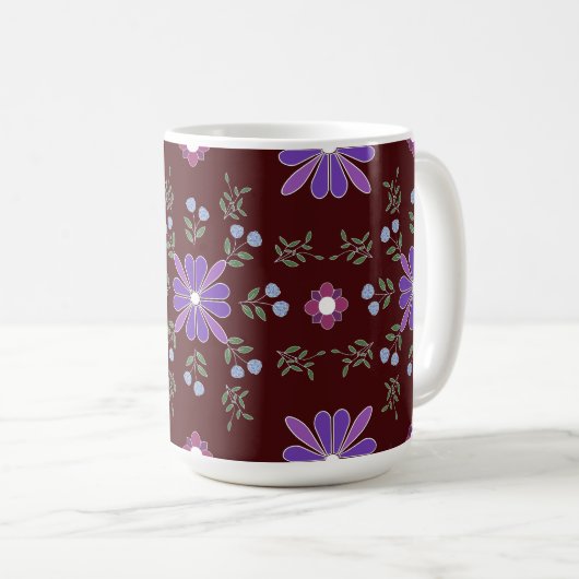 Lila und rote Folklore Kunst Tasse (VorderseiteRechts)