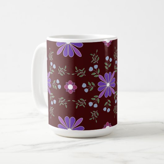 Lila und rote Folklore Kunst Tasse (Vorderseite Links)