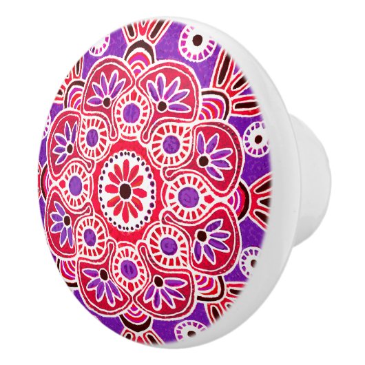 Lila und rote Medaillon Schublade Keramik Knobel Keramikknauf (Rechts)