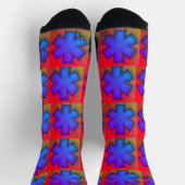 Lila und rote "Star of Life"-Ems-Socken Socken (Oben)