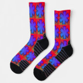 Lila und rote "Star of Life"-Ems-Socken Socken (Links)