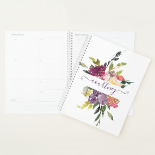 Lila und rote Wasserfarbe florale personalisiert Planer