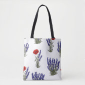 Lila und roter Mohn Botanisches Blumenmuster Tasche (Vorderseite)