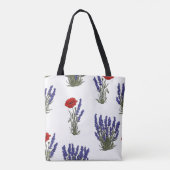 Lila und roter Mohn Botanisches Blumenmuster Tasche (Rückseite)