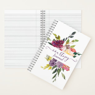Lila und rotes florales personalisiertes Tagebuch Notizblock