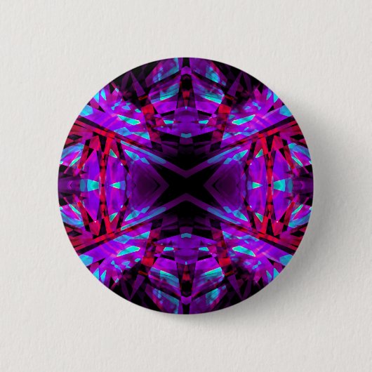 Lila und rotes Kaleidoskopmuster Button (Vorderseite)