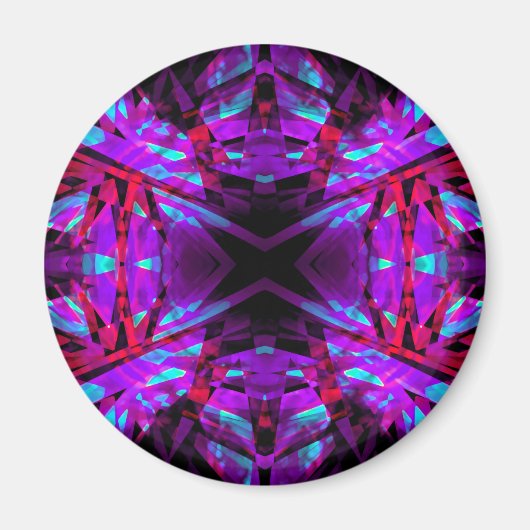 Lila und rotes Kaleidoskopmuster Magnet (Vorne)