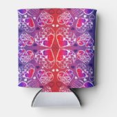 Lila und rotes, romantisches Herzmuster Dosenkühler (Vorderseite)