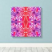 Lila und rotes, romantisches Herzmuster Leinwanddruck (Insitu (Holzboden))