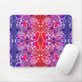 Lila und rotes, romantisches Herzmuster Mousepad (Mit Mouse)
