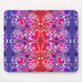 Lila und rotes, romantisches Herzmuster Mousepad (Vorne)
