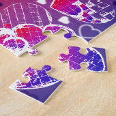 Lila und rotes, romantisches Herzmuster Puzzle (Seite)