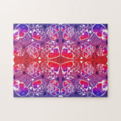 Lila und rotes, romantisches Herzmuster Puzzle (Horizontal)