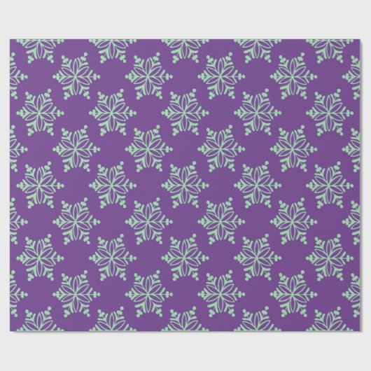 Lila und sage Snowflake Weihnachtswrapper Geschenkpapier (Flach)