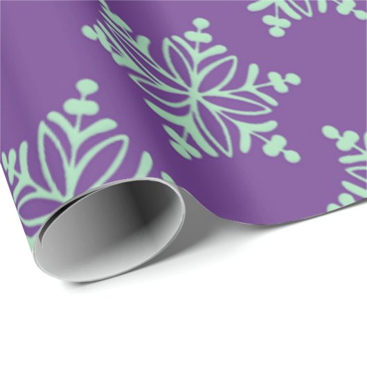 Lila und sage Snowflake Weihnachtswrapper Geschenkpapier (Rolleneckpunkt)