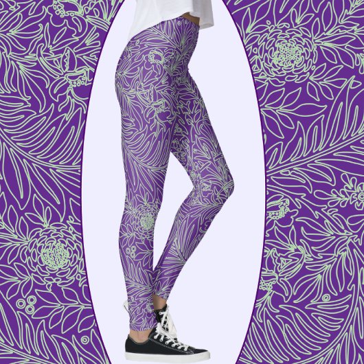 Lila und sanfte Grüne Elegante Weinkultur und Erde Leggings
