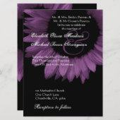 Lila und schwarz gefärbte Sonnenblumenhochzeit Einladung (Vorne/Hinten)