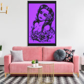 Lila und schwarz gesteppte Leinwand (Insitu (Wohnzimmer))