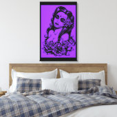 Lila und schwarz gesteppte Leinwand (Insitu (Schlafzimmer))