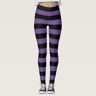 Lila und schwarz gestreifte Halloween-Leggings Leggings