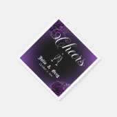 Lila und schwarz-gotischer Hochzeitscocktail Napki Serviette (Ecke)
