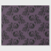 Lila und schwarz-gotisches Blumenmuster Halloween Geschenkpapier (Flach)