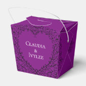 Lila und schwarz-gotisches Hochzeitsherz Geschenkschachtel (Rückseite)
