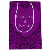 Lila und schwarz-gotisches Hochzeitsherz Mittlere Geschenktüte (Vorderseite)