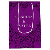 Lila und schwarz-gotisches Hochzeitsherz Mittlere Geschenktüte (Rückseite)