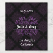 Lila und schwarz-gotisches Hochzeitsweinetikett Weinetikett (Einzelnes Label)