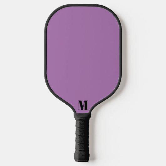 Lila und schwarz-moderne Monogramm Pickleball Schläger (Rückseite)
