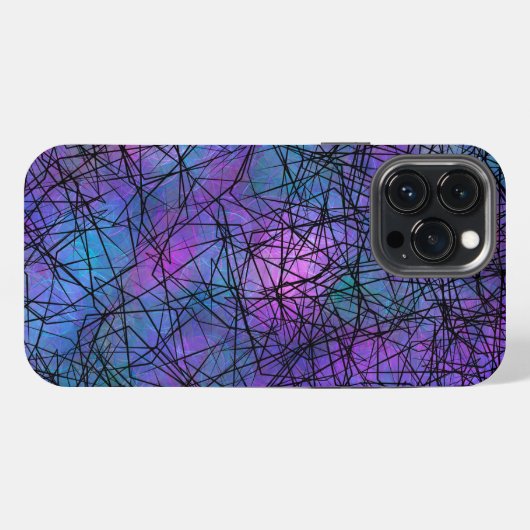 Lila und schwarze Abstrakte Linie Einzigartige Kun iPhone Hülle (Rückseite (Horizontal))