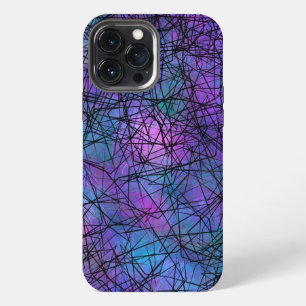 Lila und schwarze abstrakte Linien - einzigartige iPhone 13 Pro Max Hülle