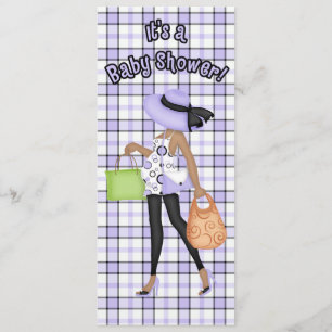 Lila und schwarze Babydusche (dunkle Hautversion) Einladung