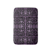 Lila und schwarze Blätter Badematte (Vorderseite Vertikal)