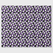 Lila und schwarze Checkerboard Ghosts Halloween Geschenkpapier (Flach)