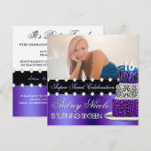 Lila und schwarze Chic-Kuchen-Foto-Einladung Einladung (Vorne/Hinten)