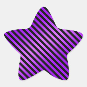 Lila und schwarze diagonale Streifen Stern-Aufkleber
