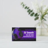 Lila und schwarze DJ-Visitenkarte Visitenkarte (Stehend Vorderseite)