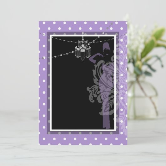 Lila und schwarze Einladung (Stehend Vorderseite)