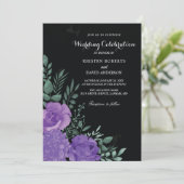 lila und schwarze Einladungen (Stehend Vorderseite)