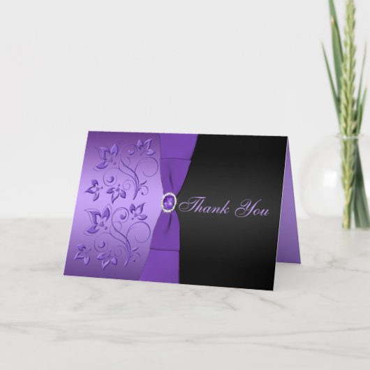Lila und schwarze Flora Dankeschön Karte (Vorderseite)
