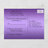 Lila und schwarze Floral R.S.V.P Postkarte (Rückseite)