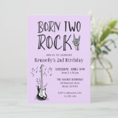 Lila und schwarze Geboren-Zwei-Rock-Gitarre 2. Geb Einladung (Stehend Vorderseite)